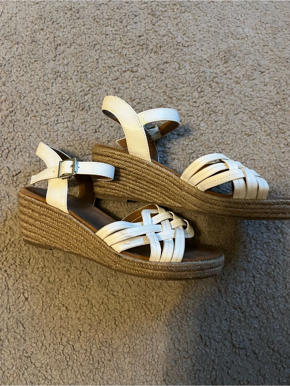 XOXO White Braided Espadrille Ankle Strap Sandals